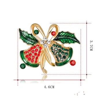 

10pcs/lot Personalized Retro Sparkling Bell Christmas Women Gift Rhinetsone Brooch Pins