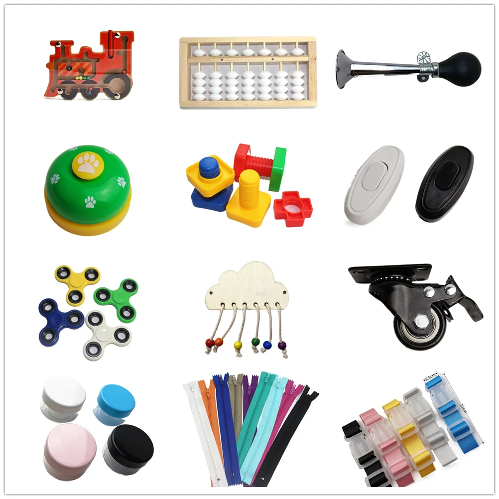 Busyboard Montessori Material Busy Board DIY Accessories Smiley Face Poached Egg Pat Light Up Night Light Bulb Switch Button Toy