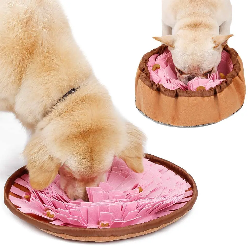 

Interactive Pet Dog Snuffle Mat Toys Round Pet Sniffing Pad Washable Training Blanket Feeding Mat Piecing Multi-color Dog Toys