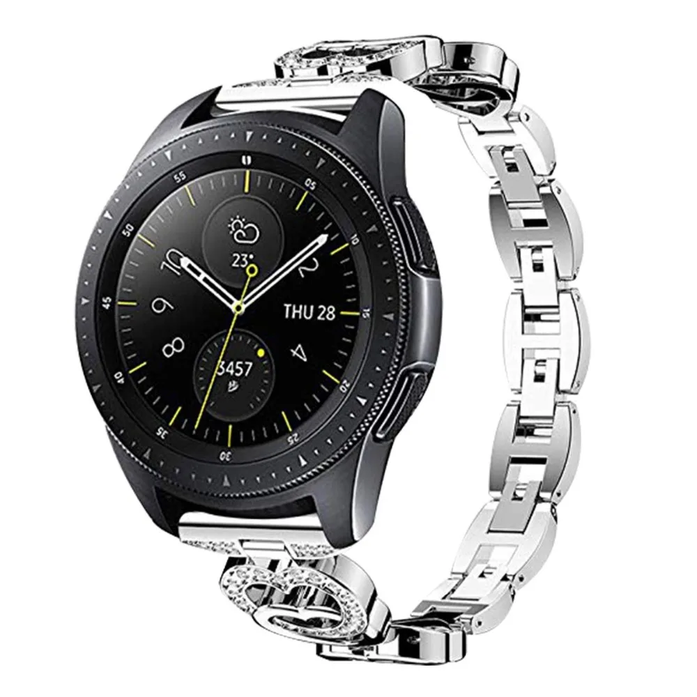 20 мм ремешок для часов samsung Galaxy Active Watch 42 gear Sport s2 классический модный бриллиант металлический браслет Galaxy Watch 42