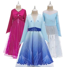 С изображениями Анны и Эльзы для девочек 2 Платье для косплея для детей Одежда для девочек детская одежда рождественские Платья для праздников и дней рождения для детей Карнавальный костюм для Хэллоуина, одежда