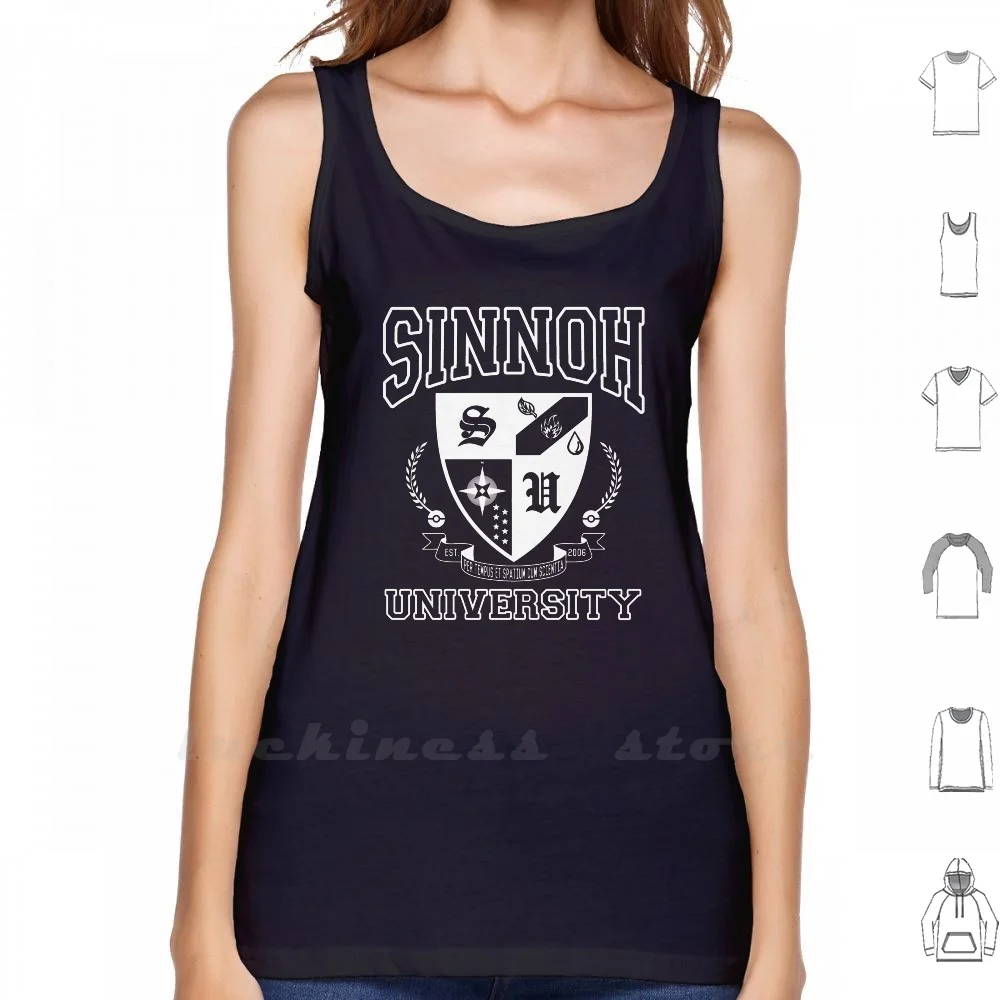 Sinnoh University Canotta Senza Maniche Canotta Tasca In Cotone Mostri Regione Team Rocket Nintendo Anime Manga Giappone Pokeball