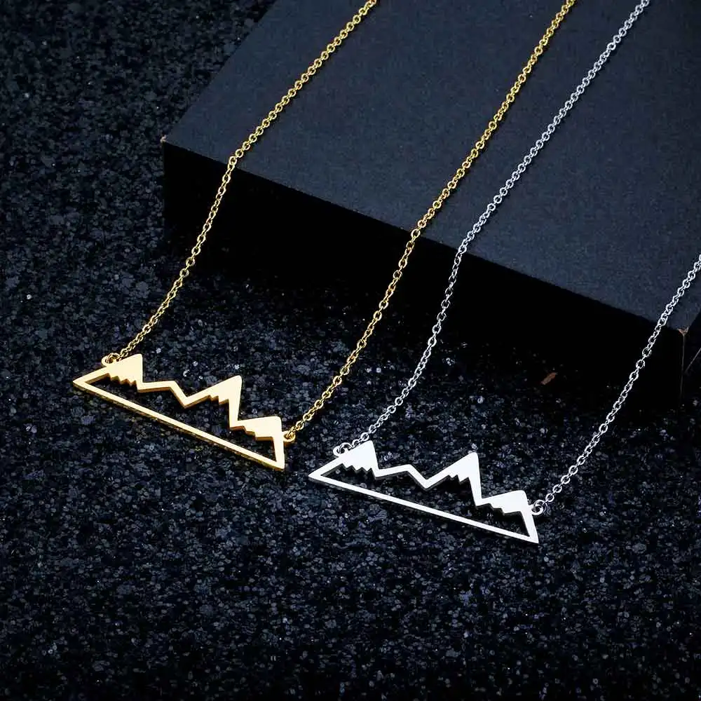 Real Stainless Steel Hollow Mountain Necklace Amazing Design Super Quality Jewelry Necklaces Fashion Pendant Necklaces
