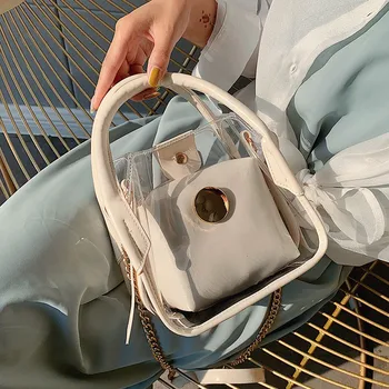 

2020 Summer Transparent Bags Chain Design Crossbody Bags for Women Purses and Handbags Fashion Mini Shoulder Messenger Bag Sac