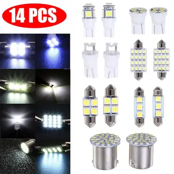 

14PCS/set LED Car Interior Accessory For T10 36mm Map Dome Lamp License Plate Lights White T 10 1157 Light DC 12V