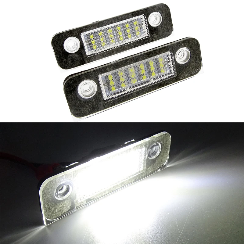 1 пара Автомобильный светодиодный Номерной Знак светодиодное освещение для установки на открытой местности лампа с Canbus автомобильный Стайлинг для Ford Mondeo MK2 Fiesta Fusion аксессуары 12 в белый