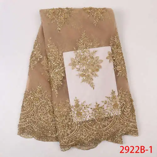 NIAI Handmand африканская кружевная ткань высокого качества французский бисером тюль кружевная ткань вышитая для женщин платье XY2922B-1 - Цвет: picture 1