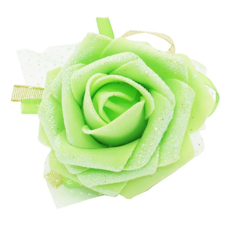 5 шт./лот, розовый корсаж на запястье, лента, цветок, свадьба, вечеринка, подружка невесты, ручной работы, цветы, вечерние украшения для помолвки - Цвет: Light Green
