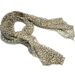 Подарок на день матери Шарф ювелирный шелковистый шифон Леопардовый принт женский длинный шарф продается за штуку