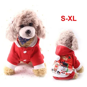 

Red Pet Christmas Costumes Rain Dress Funny Keep Warm Jacket XS-XL Soft Dog Clothes Hoodie Set Clothing Puppy Coat