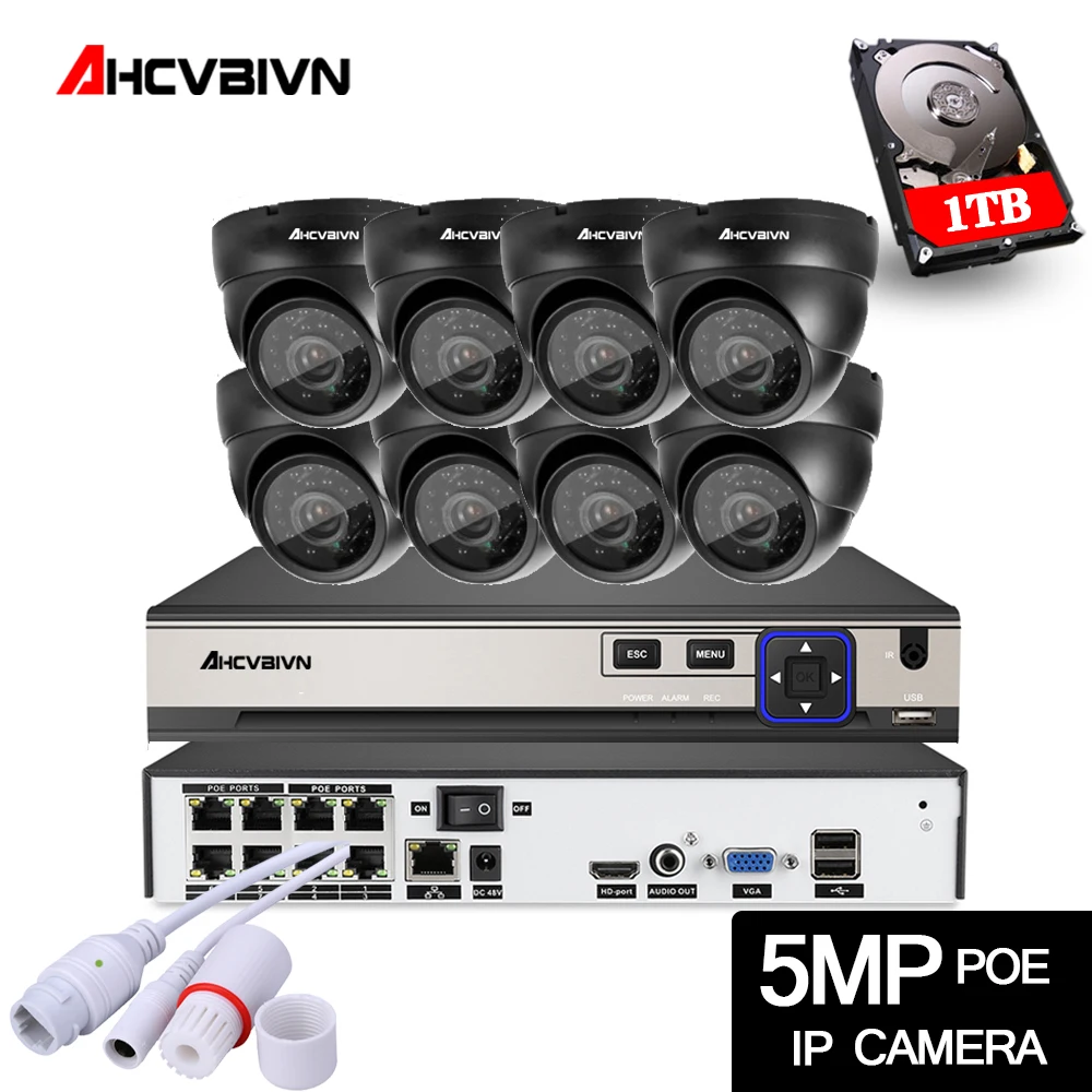 

AHCVBIVN Security POE CCTV System Network NVR 8CH 5MP 8pcs MINI Dome IP Camera 3.6mm Lens POE 48V DC12V 802.3af Room/Outdoor Set