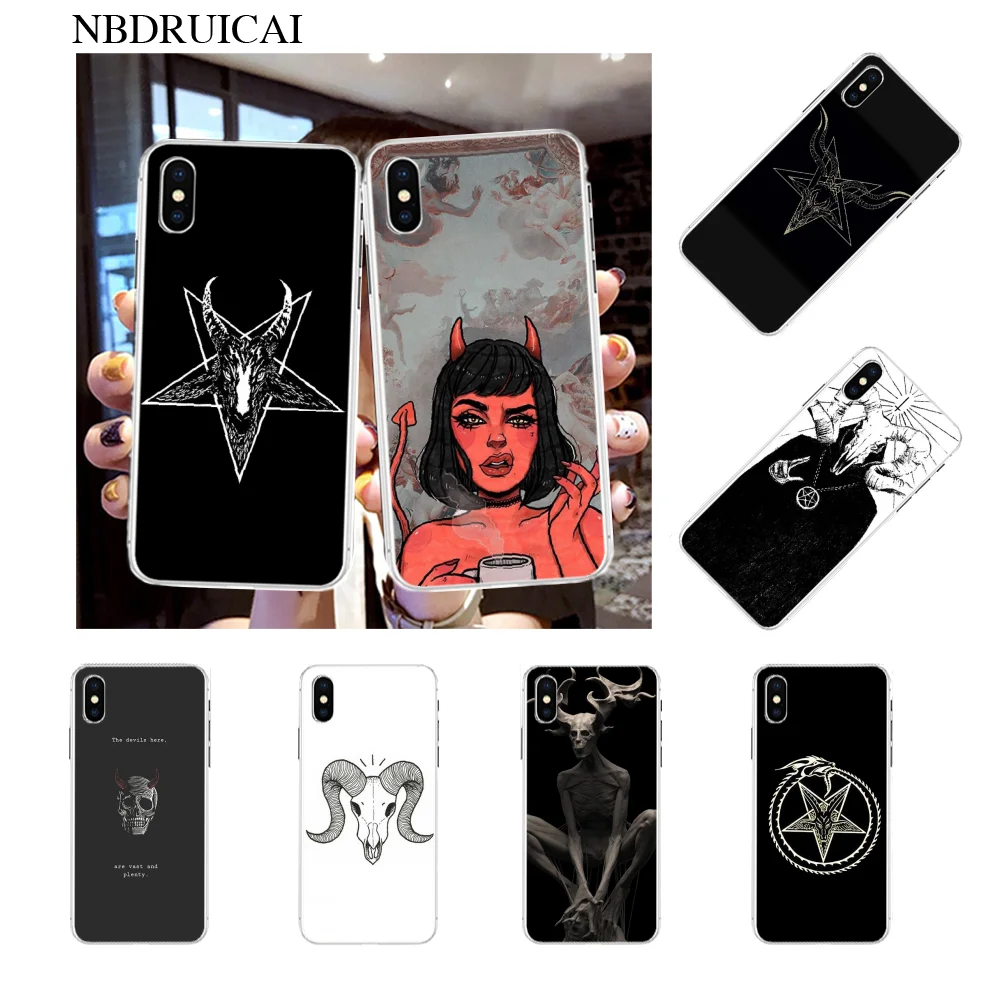 NBDRUICAI черный чехол для мобильного телефона с рисунком дьявола сатаны iPhone 11 pro XS MAX 8