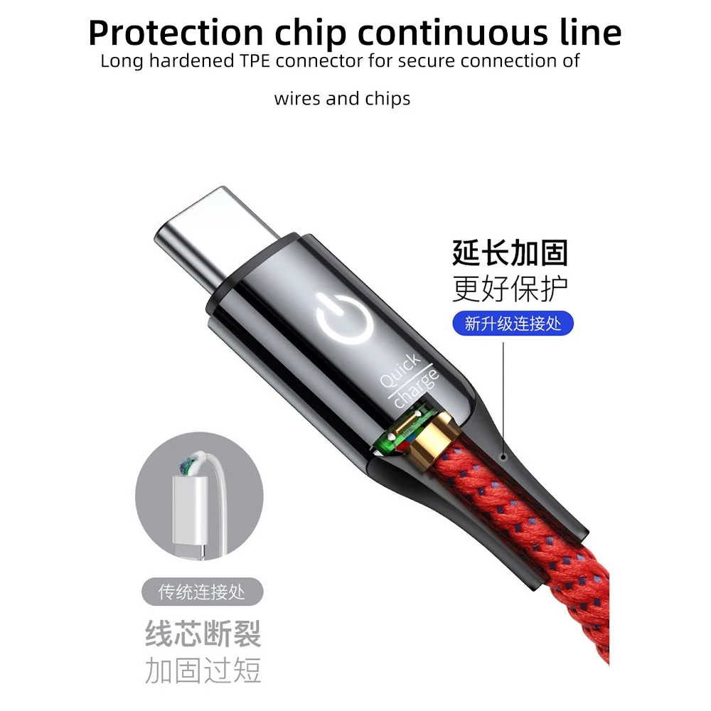 FDBRO быстрое зарядное устройство type-c кабель 3A Smart power Off usb type C кабель для samsung S10 S9 Note 9 Oneplus 6t 6 5T USB-C кабель usbc