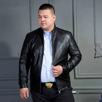 

plus size 8XL Motorcycle Leather Jackets Men Solid Business Casual Coats Autumn Winter Leather Clothing Bomber Jacket for Male