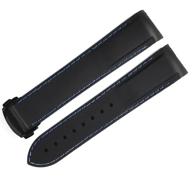 black blue black 20 мм 22 мм резиновый силиконовый Браслет ремешок полосы для часов Omega Seamaster океан 232 007 ремешок с пряжкой Брендовые Часы Ремешок спортивный человек - Цвет: black blue black