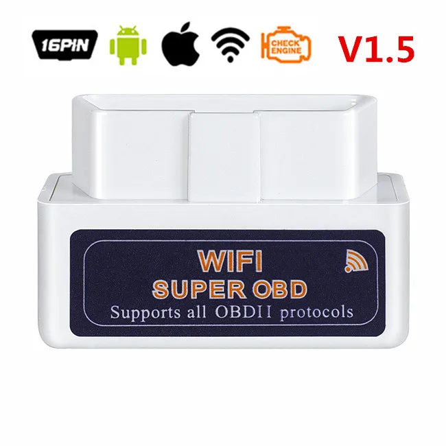 OBD2 ELM327 Bluetooth V2.1 OBDII ELM 327 WIFI V1.5 HH OBD ELM327 Bluetooth V2.1/2.1 OBD 2/II Diagnostic Tool Auto Code Scanner - Цвет: White WIFI V1.5