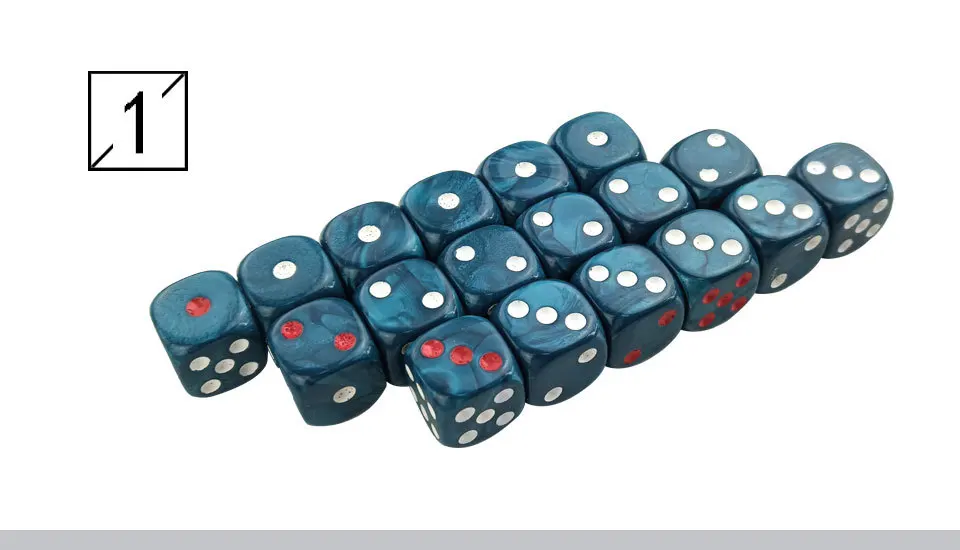 Yernea 6Pcs3 Bag Acrylic Dice 16mm Round Corner Marble effect Dice Set Red White Point Blue Dice Table Games D6 High-quality Plastic Product (2)