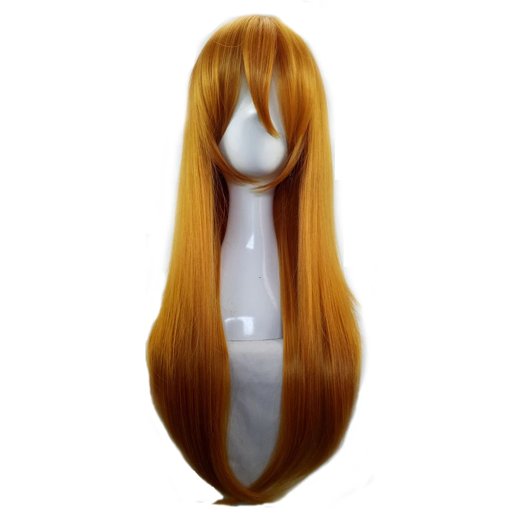 orange 75cm HAIRJOY оранжевый зеленый костюм вечерние косплей парик 100 см длинные прямые синтетические волосы парики 15 цветов - Цвет: orange 75cm