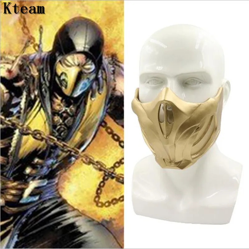 Маски для косплея Mortal Kombat 11 из смолы со скорпионом на половину лица реквизит