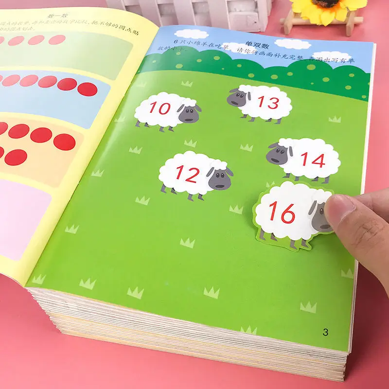 

6 Books Stickers Book Montessori Math Girl Fun Kindergarten Textbook Full Set of Literacy Card Educational Toys Kawaii Sticker