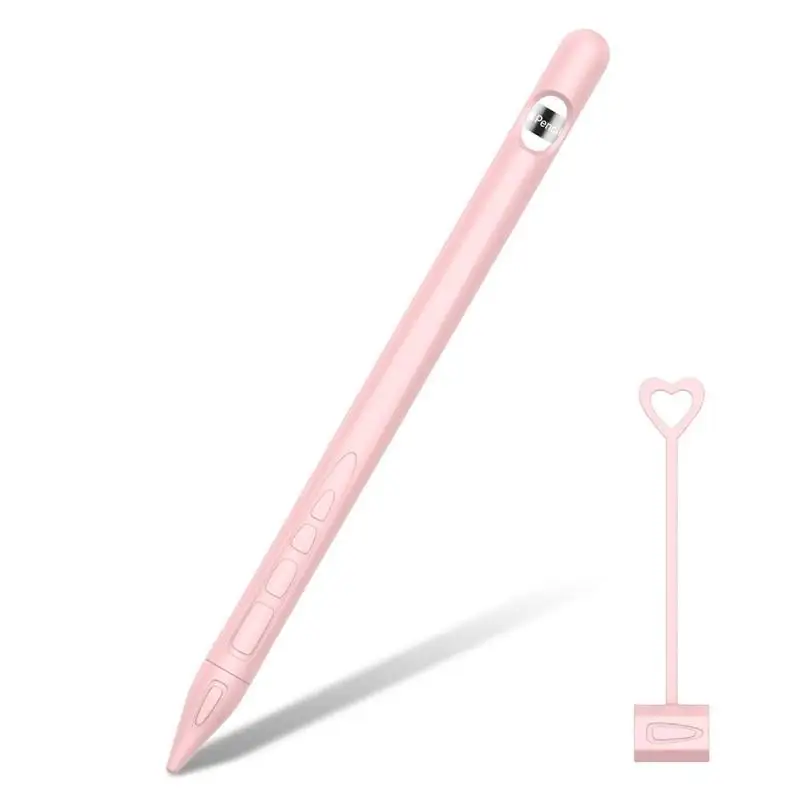 Противоскользящая Мягкая силиконовая ручка-стилус для планшета Apple Pencil 1 рукав поверхность текстура для увеличения противоскользящего трения - Цвета: Розовый