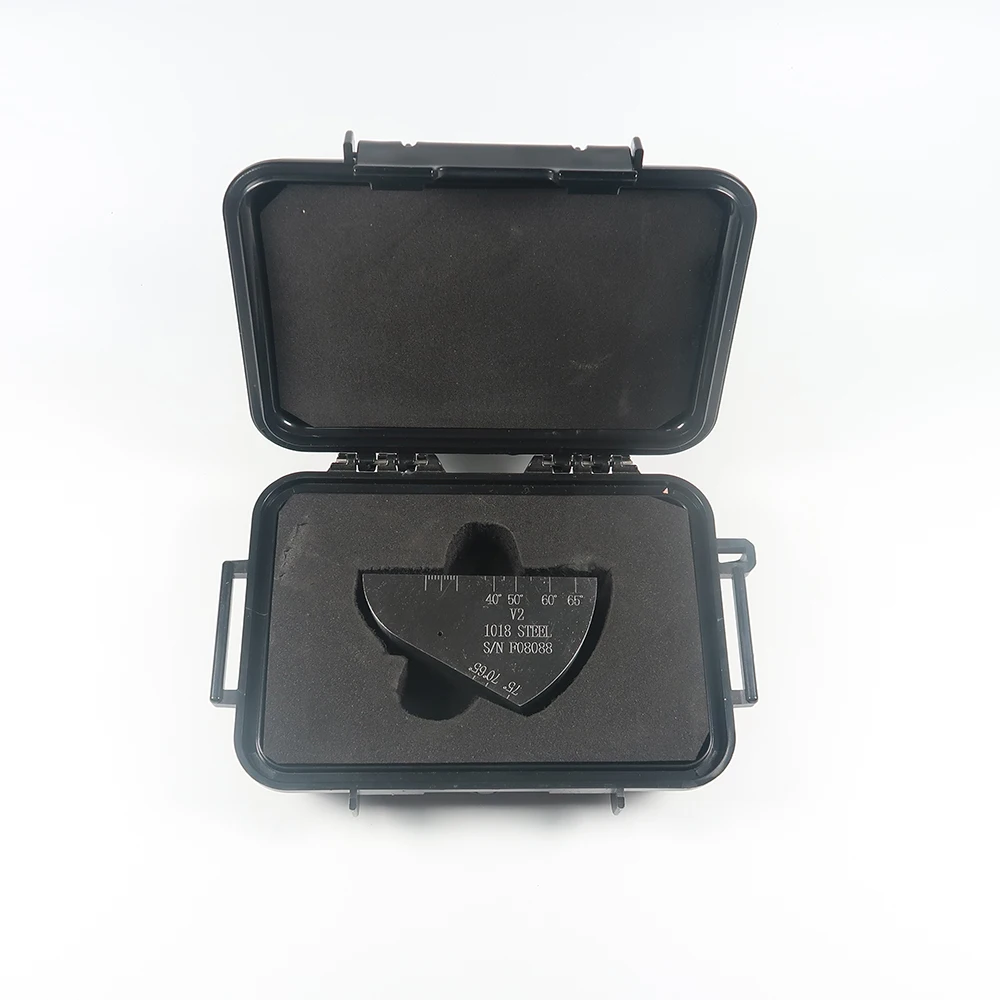 V2 Ultrasonic calibration test block/NO.2 Carbon Steel block INCLUDED MAKER CERTIFICATION AND ABS PLASTIC CASE