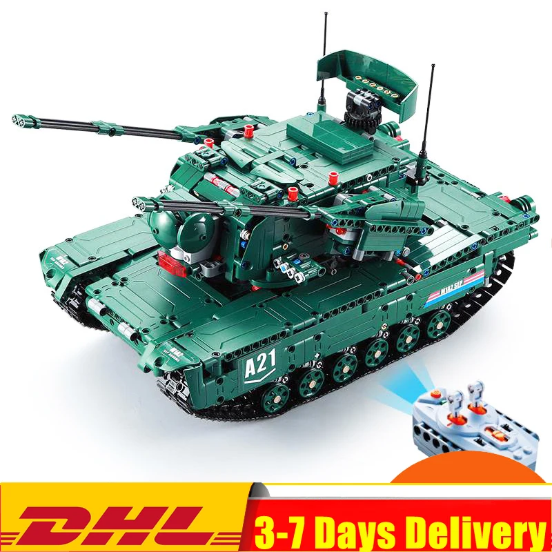 

2019 IN Stock 61001 1498Pcs Military Weapon Series The M1A2 RC Tank Model Building Blocks Bricks Toys For children Gifts