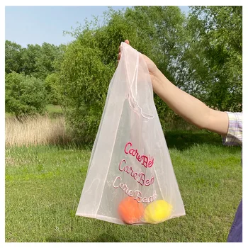 

Organza embroidered letters tricolor convenient bag shopping bag style wrist bag women messenger bags ladies hand bags