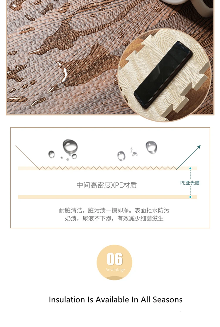 Wooden Puzzle Mat Foam 30*30*1cm Baby Play Mat Splicing Bedroom Soft Floor Interlocking Kids Rug Living Room Gym Crawling Carpet