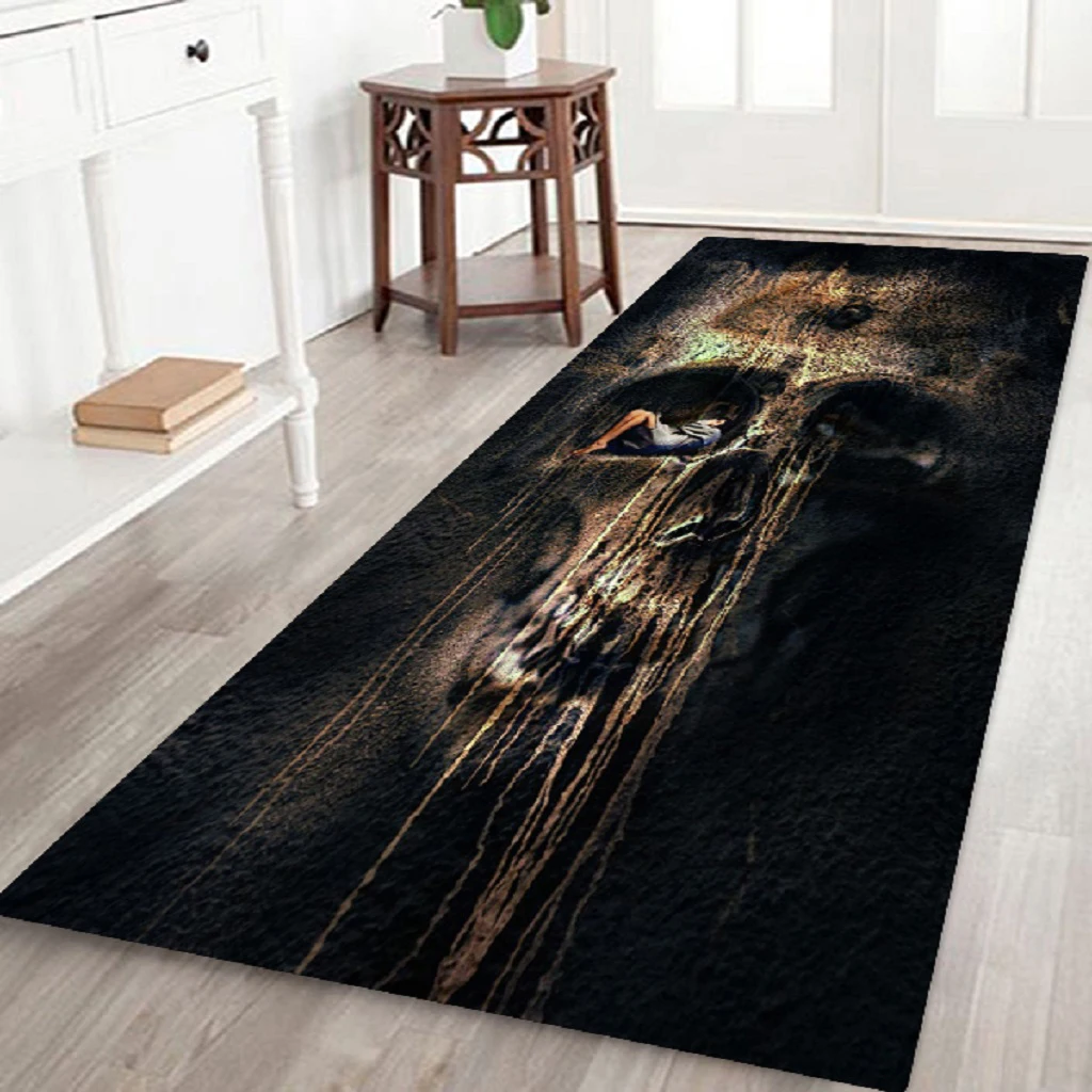 Non-Skid Hallway Runner Rug 3D Photo Printed Bedside Floor Carpet Door Mat 