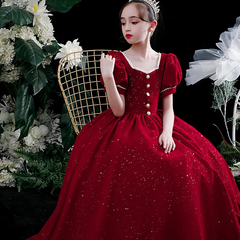 

Teenage Girls Dress Children's Clothing Party Elegant Princess Long A-line Dres Baby Girls Kids Ball Gown Wedding Ceremony Dress
