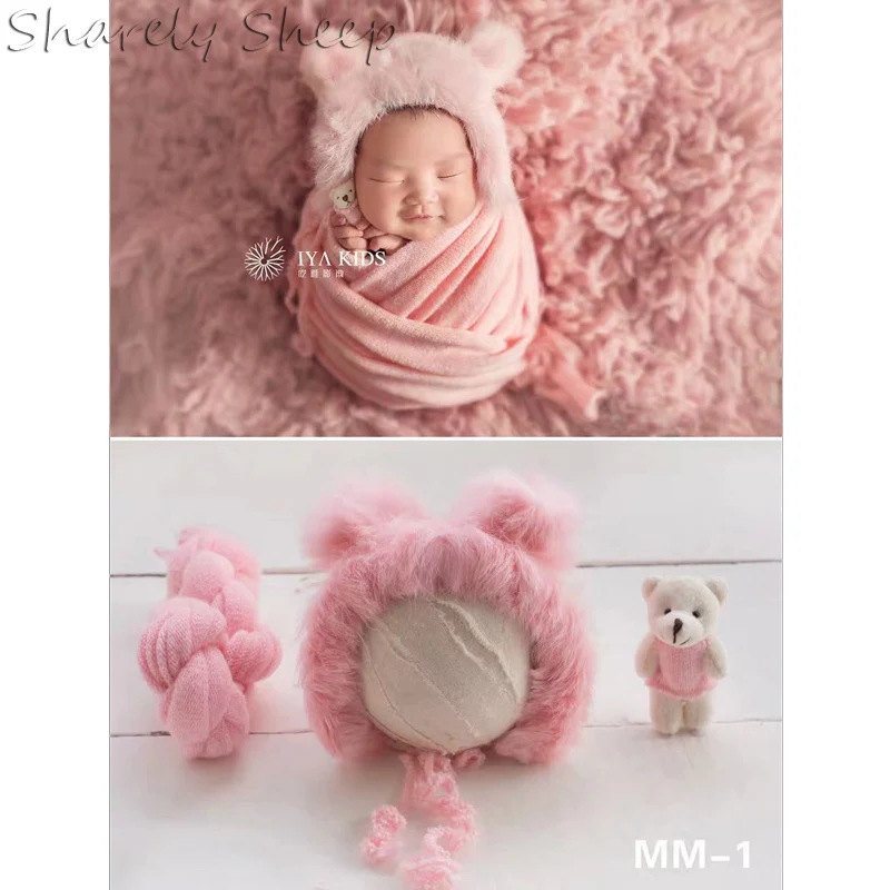 Newborn Photography Props: Cartoon Hat + Stretch Wrap Set for Baby Boy or Girl - Perfect Photo Shoot Studio Posing Prop and Fotografia Accessory image 6