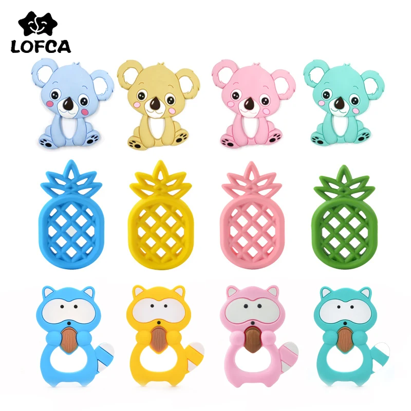 LOFCA 1pc силиконовый Прорезыватель для зубов с рисунками зверей из мультфильмов