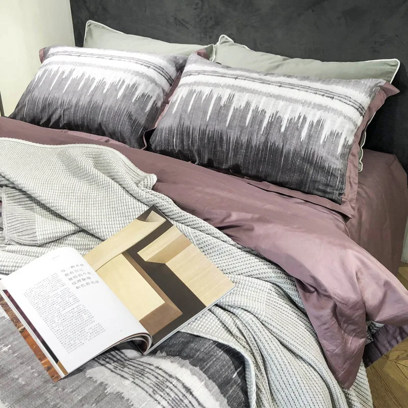 

Super Good 60 Branch Pure Cotton Satin Personality Abstract Printing Bedding Set Cool Quality Cold Wind Bedsheet Hot Quilt Cover