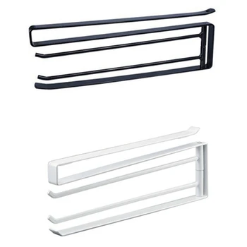 

Punch-Free Rag Rack Wrought Iron Multifunction Rotating Towel Rack Bathroom Kitchen Cabinet Rack