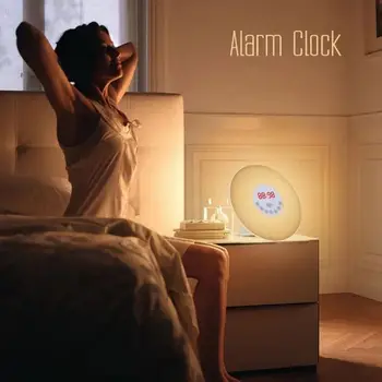 

Touch Sensing Digital Alarm Clock LED Sunrise Sunset Wake Up Light with FM Radio 7 Colors Sounds Function Snooze Clock