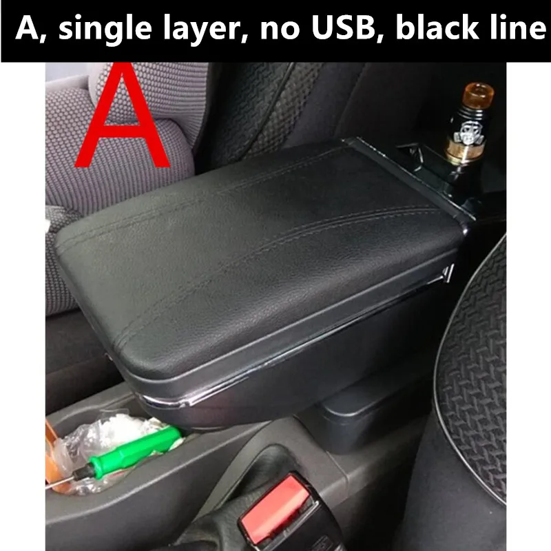 Двухслойный ящик для хранения центральной консоли для Toyota Yaris L Sedan Vios- подлокотник из искусственного стакана - Название цвета: A Black black line