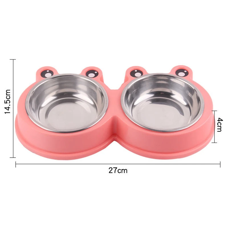 Нержавеющая сталь Собака Кошка двойные чаши удобные пищевые кормушки для воды бульдог миска для еды экологически чистая миска для животных
