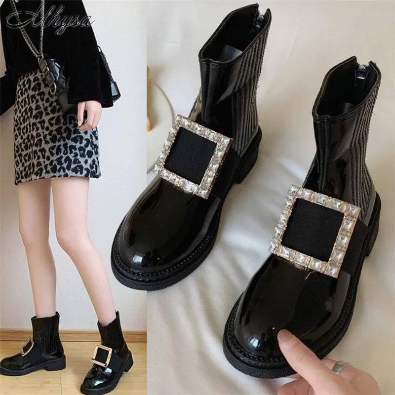 Mhysa/зимняя обувь; женские ботильоны; коллекция года; Модные женские ботильоны с круглым носком и пуговицами сзади; botas mujer zapatos de mujer