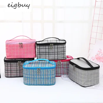 

Travel Cosmetic Bag Beautician Cosmetic Bag Quick Cosmetic Bag Storage Bag Lattice Pattern Cosmetic Bag Waterproof Handbag
