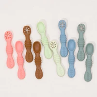 2Pcs/Set Feeding Spoon For Baby Utensils Set Auxiliary Solid Food Toddler Training Bendable Chew Toy Infant Children Tableware 1