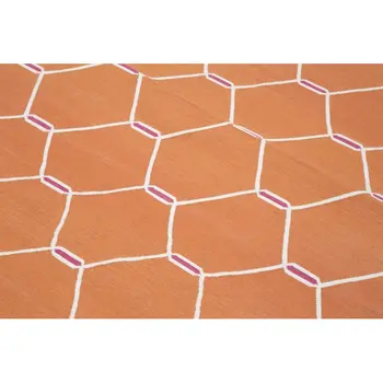 

112x171 Cm Orange Handmade Dhurrie Rug-4x6 Ft