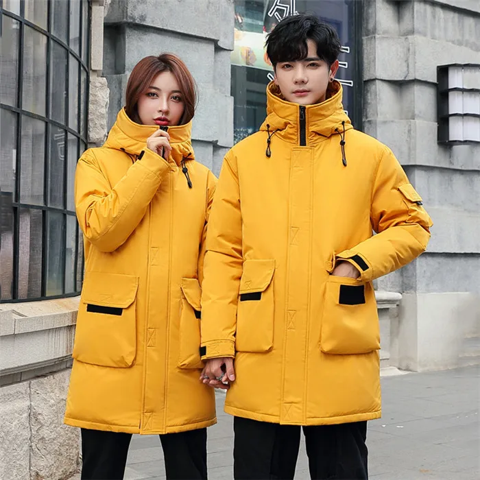 Ladies yellow Зимний мужской пуховик средней длины, толстое теплое пальто большого размера, Мужская морозостойкая пуховая верхняя одежда JIA471 - Цвет: Ladies yellow