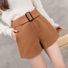 S-2xl шерсть обтягивающие шорты женские Осень Зима Высокая талия Свободные утолщенные черные шорты женские Большие размеры женские шорты