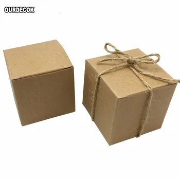 

50Pieces/lot Kraft Square Wedding Favor Gift Box Party Wedding Favor Holder Chocolate Boxes Sweet Candy Bags Wholesales