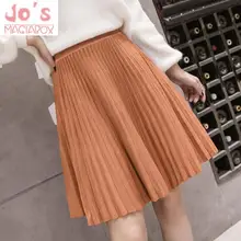 Зимняя Милая однотонная плиссированная Повседневная Милая женская юбка винтажная Женская Корейская высокая Талия выше колена Kawaii юбки Харадзюку