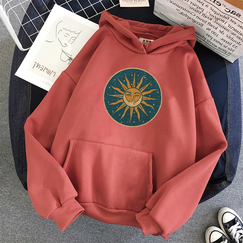 Sun And Moon Hoodie Vintage Women 