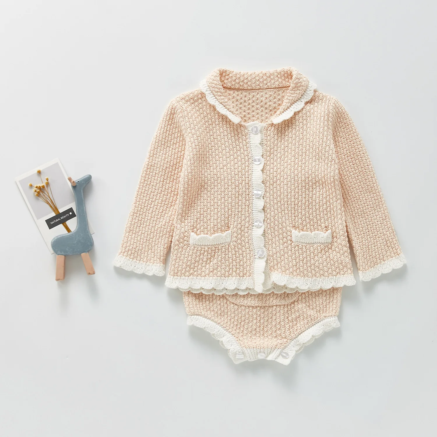 Knitted Baby Bodysuit Set Kids Sweater Cotton Newborn Baby Girls Cardigan Bodysuit Toddler Clothes Jumpsuit For Kids Overalls baby clothes in sets	