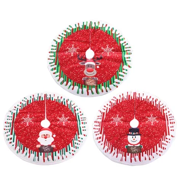 

32inch Christmas Tree Skirt Non-Woven Fabric Round Carpet Festive Home Floor Mat Christmas Tree Bottom Decorations Supplies
