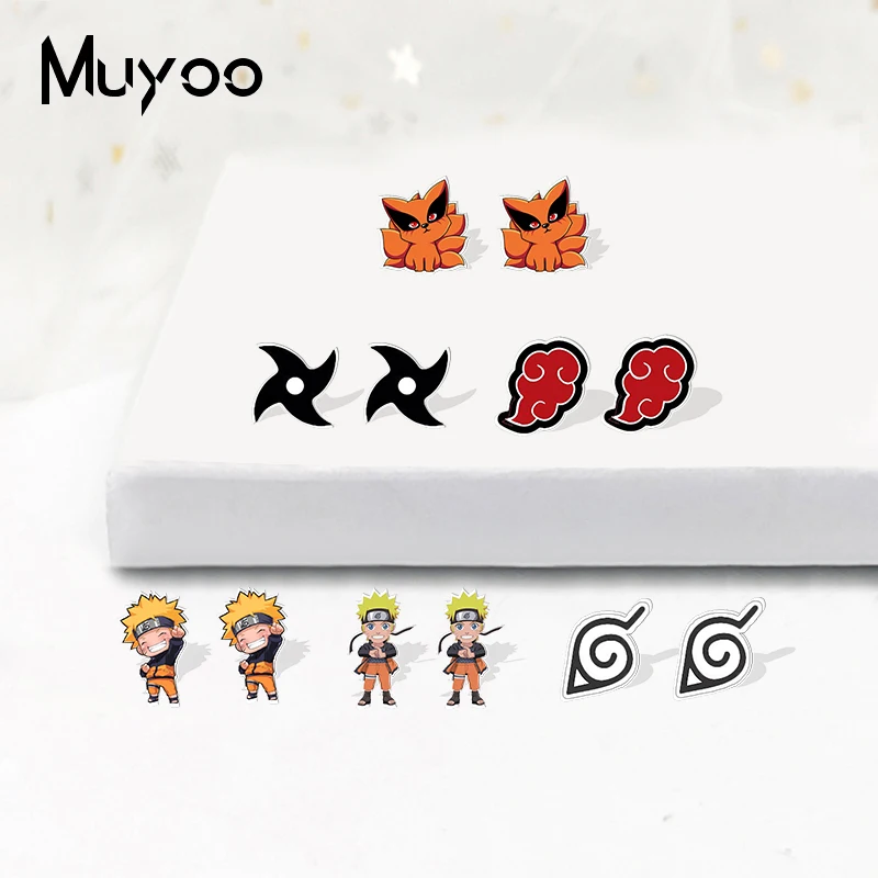 2021 New Bandai Arrival Cartoon Naruto Anime Uzumaki Chakra Characters Epoxy Acrylic Stud Earrings | Украшения и аксессуары